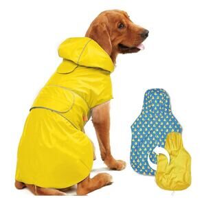 Fofos Dog Raincoat 3XL XXXL Reversible Waterproof Poncho Reflective Leash Hole
